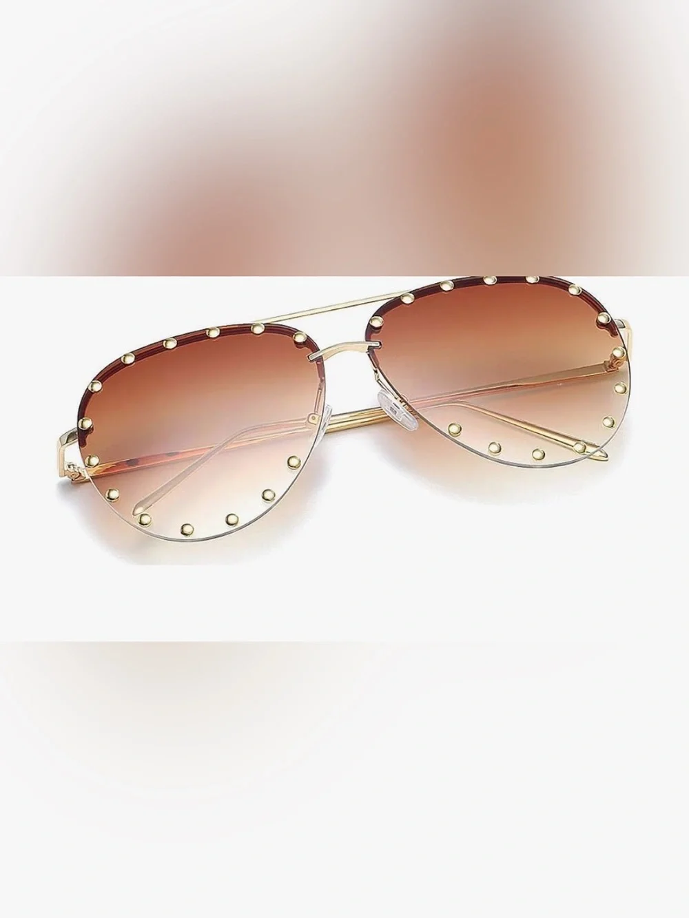 Stud-Trim Gradient Brown Aviator Sunglasses nwot